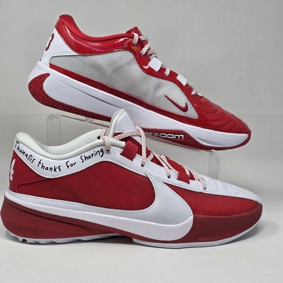 Nike Zoom Freak 5 Men White Red Basketball Athletic Shoe FV1933-600 Size 9.5 New